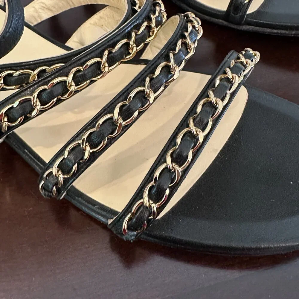 CHANEL black leather